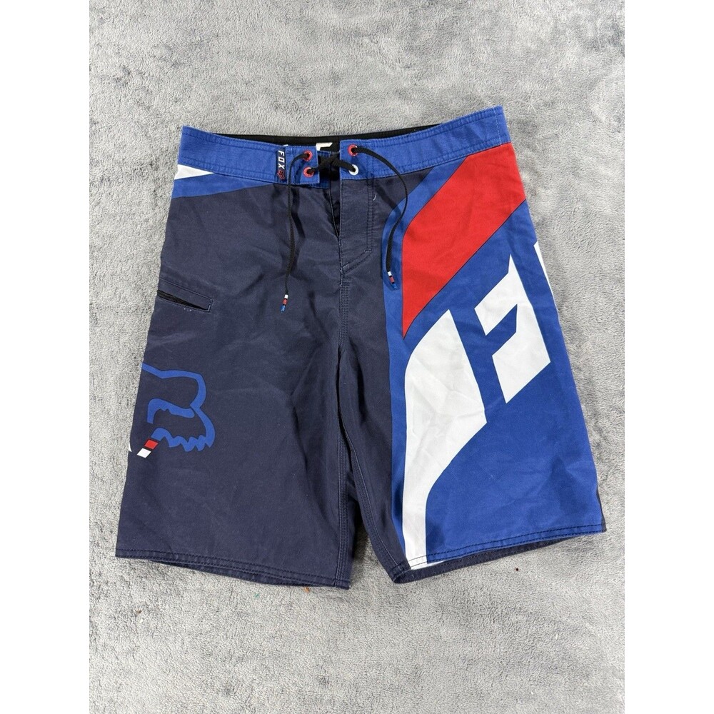 Fox Racing Boys Dive Seca Board Shorts Swim Pool Dive 28 Blue Red White